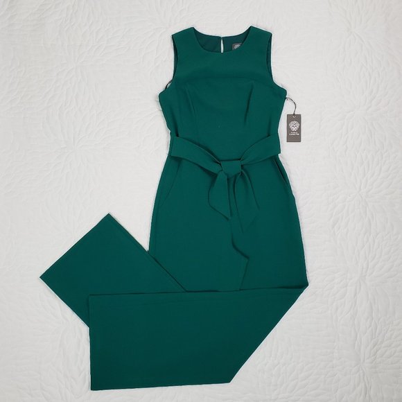 Vince Camuto Pants - Vince Camuto Emerald Green Belted Jumpsuit